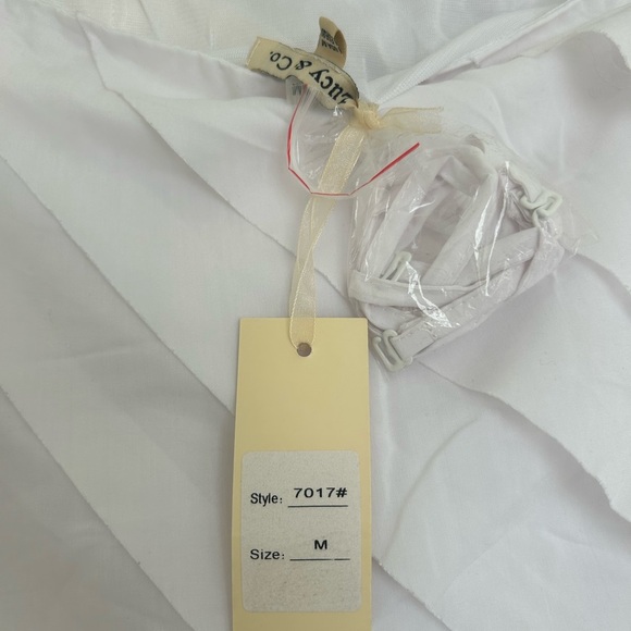 NWT Lucy Paris Strapless White Layered Ruffle Mini Dress Medium - Picture 4 of 5